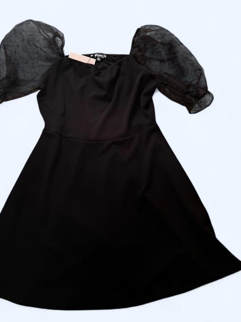 Missguided Black Puff-Sleeve Midi Dress